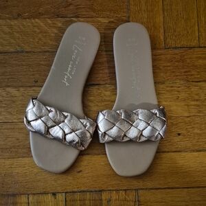 New Look Bronze Braided Slide Sandals